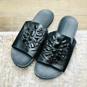 Kenneth Cole Black Stone Embellished Sandals/Slides Size 8